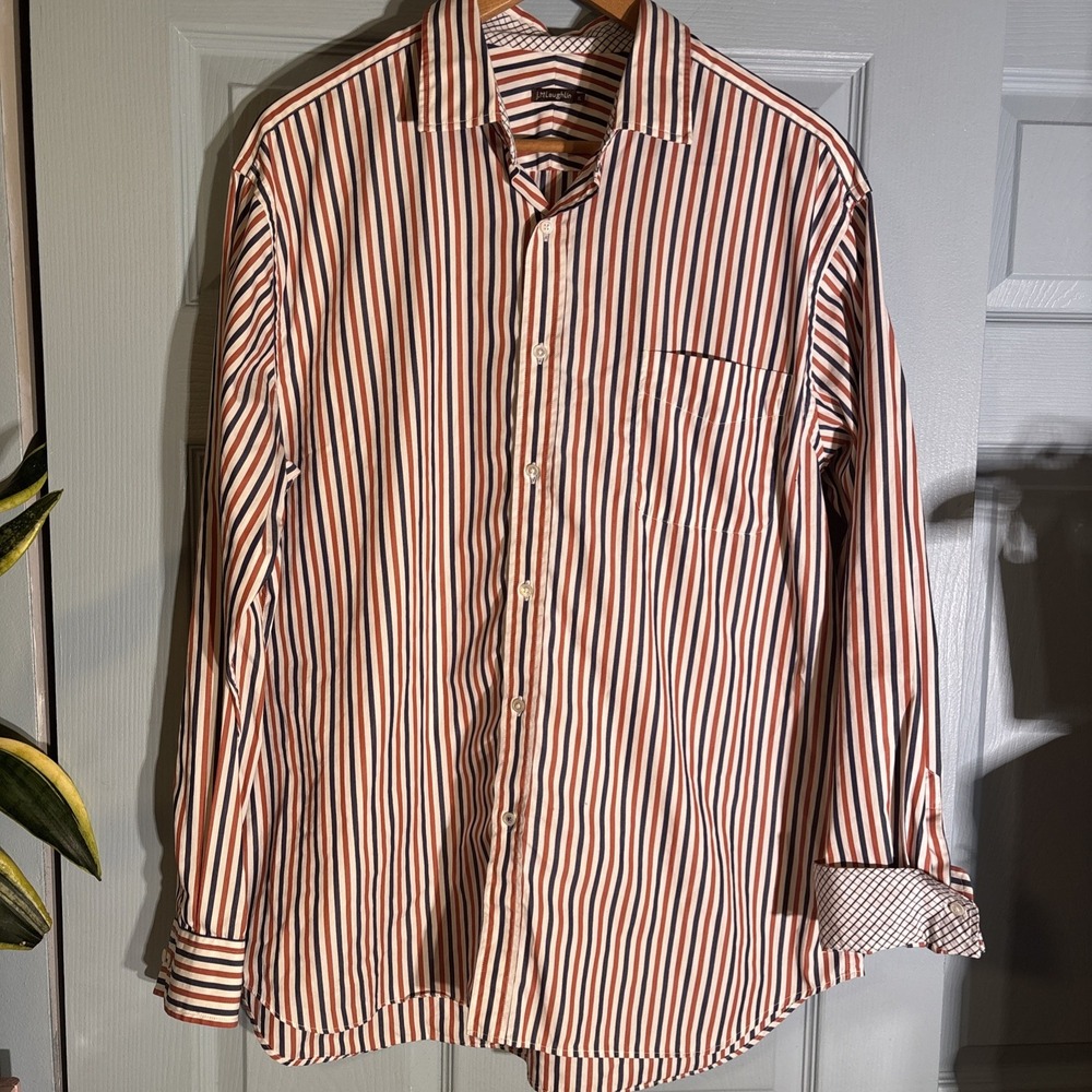 J McLaughlin Men's Sz XL‎ Dress Shirt. Striped Button Down